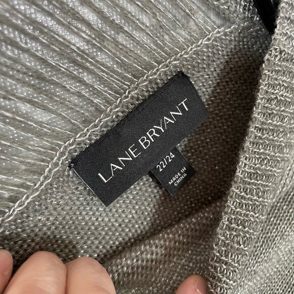 Lane Bryant Women's Plus Size Metallic Silver Ladder Front Sweater - Size 22/24 - Picture 5 of 7